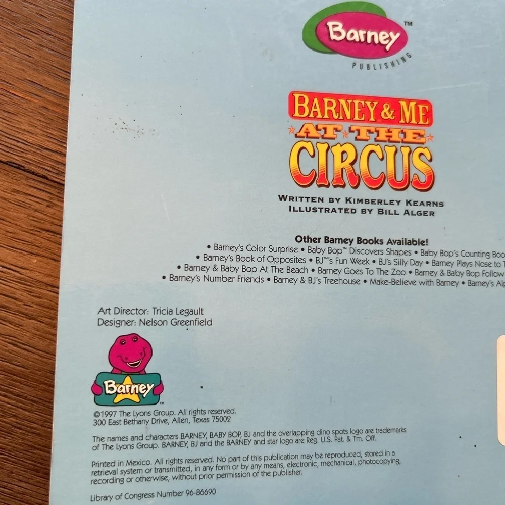Vintage 1997 Barney & Me at the Circus Personalized Photo Board Book Kids